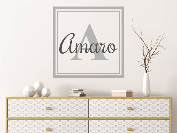 Wandtattoo Amaro als eckiges Monogramm
