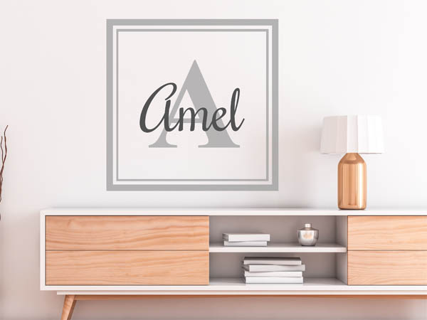Wandtattoo Amel als eckiges Monogramm