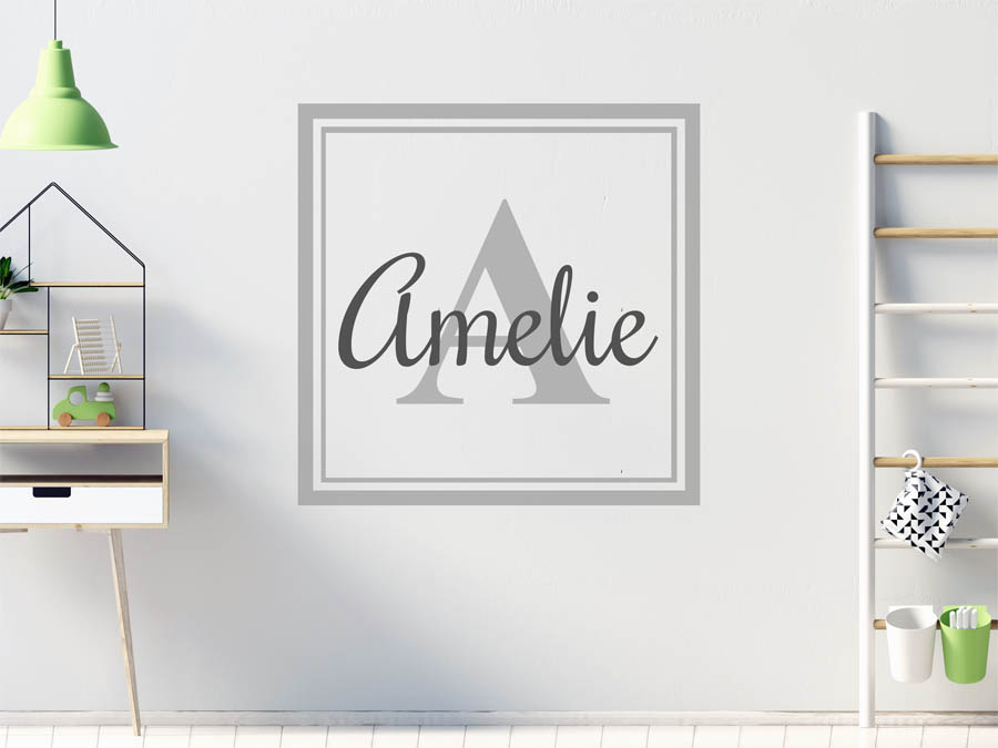 Amelie Monogramm Wandtattoo Schrift oder als verschnörkelte Namensschild,