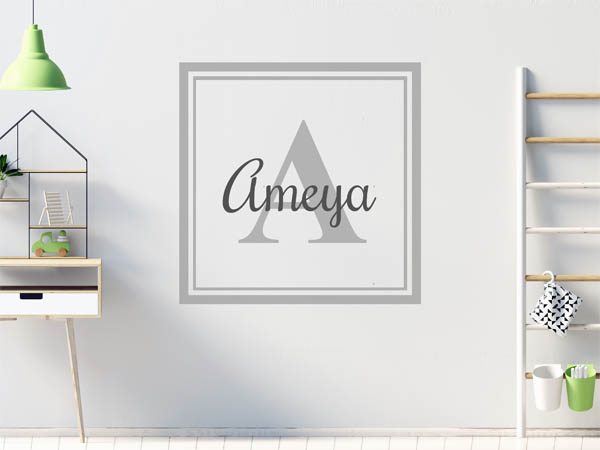 Wandtattoo Ameya als eckiges Monogramm