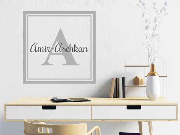 Wandtattoo Amir-Aschkan als eckiges Monogramm