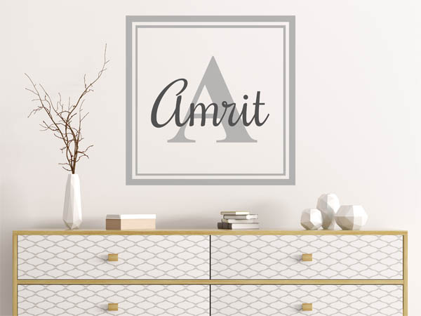 Wandtattoo Amrit als eckiges Monogramm
