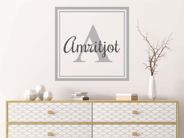 Wandtattoo Amritjot als eckiges Monogramm