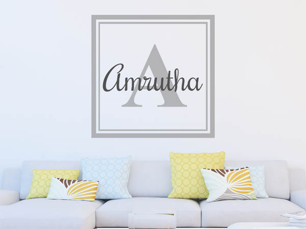 Wandtattoo Amrutha als eckiges Monogramm