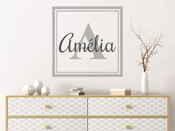 Wandtattoo Amélia als eckiges Monogramm