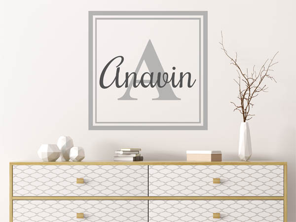 Wandtattoo Anavin als eckiges Monogramm