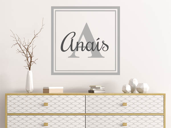 Wandtattoo Anaís als eckiges Monogramm