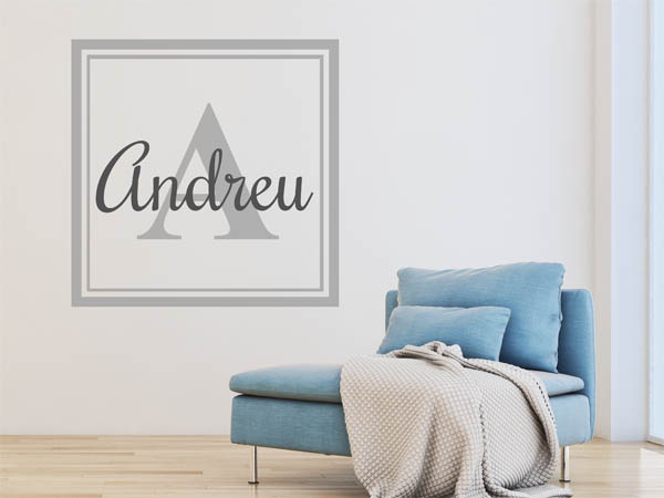 Wandtattoo Andreu als eckiges Monogramm
