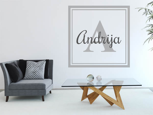 Wandtattoo Andrija als eckiges Monogramm