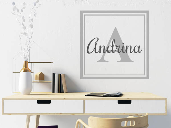 Wandtattoo Andrina als eckiges Monogramm