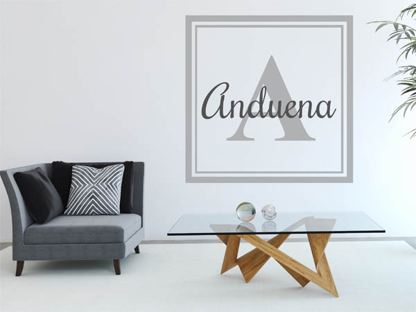 Wandtattoo Anduena als eckiges Monogramm