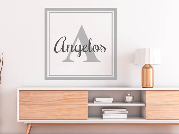 Wandtattoo Angelos als eckiges Monogramm