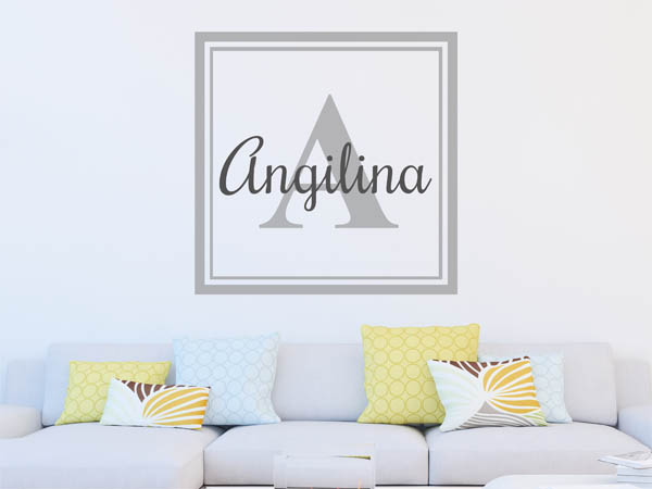 Wandtattoo Angilina als eckiges Monogramm
