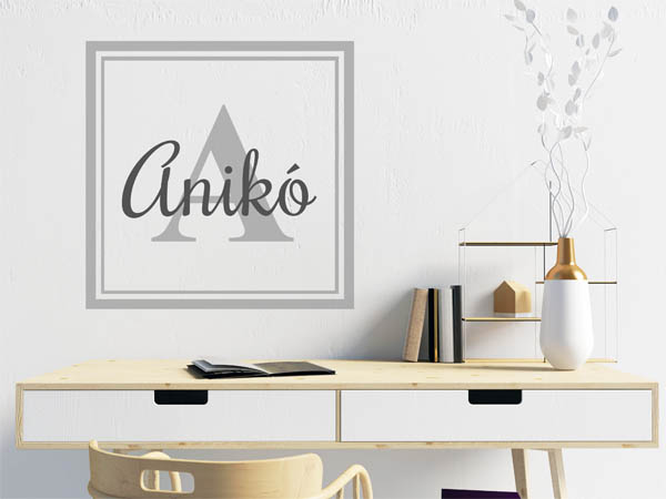 Wandtattoo Anikó als eckiges Monogramm