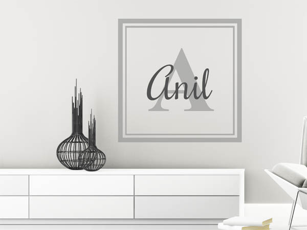 Wandtattoo Anil als eckiges Monogramm