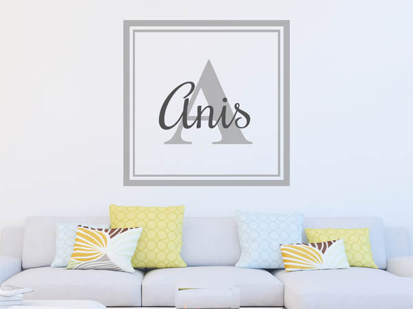 Wandtattoo Anis als eckiges Monogramm