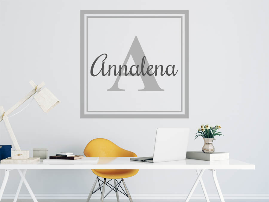 Wandtattoo Annalena als Namensschild, Monogramm oder verschnörkelte Schrift