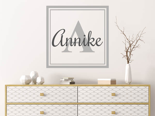 Wandtattoo Annike als eckiges Monogramm