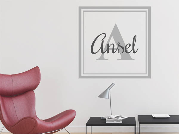 Wandtattoo Ansel als eckiges Monogramm