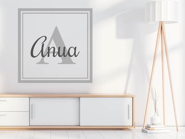 Wandtattoo Anua als eckiges Monogramm