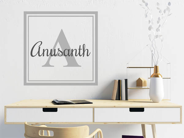 Wandtattoo Anusanth als eckiges Monogramm