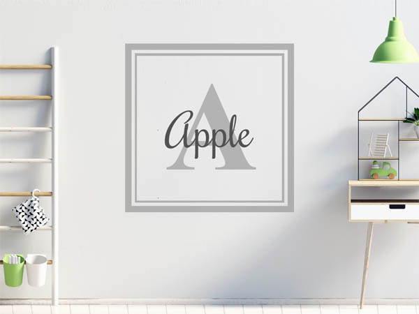 Wandtattoo Apple als eckiges Monogramm