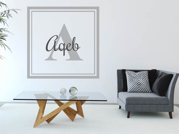 Wandtattoo Aqeb als eckiges Monogramm