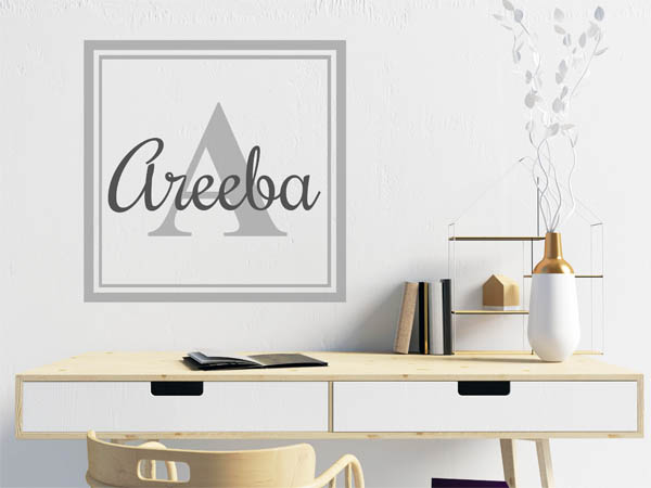 Wandtattoo Areeba als eckiges Monogramm