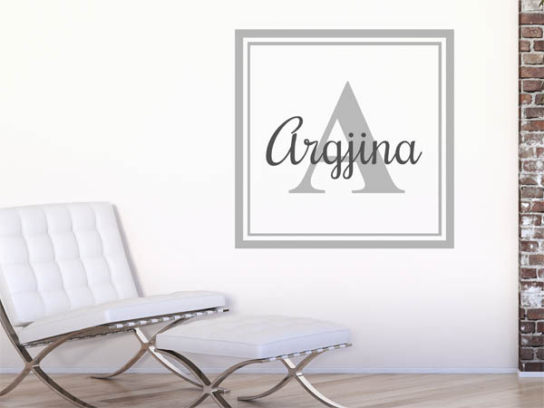 Wandtattoo Argjina als eckiges Monogramm