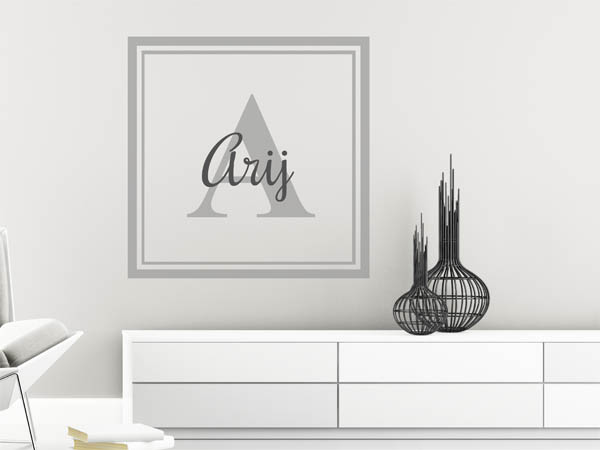 Wandtattoo Arij als eckiges Monogramm