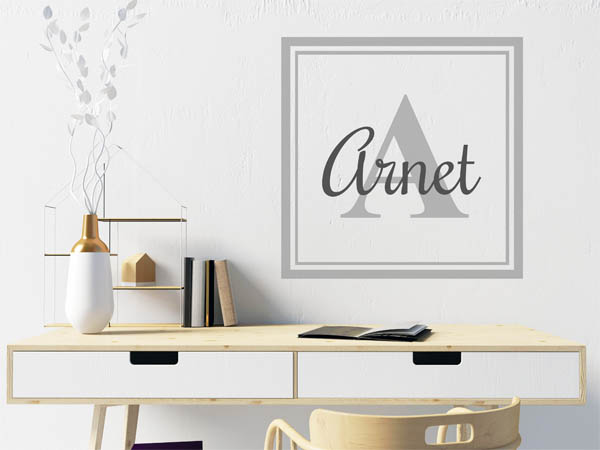 Wandtattoo Arnet als eckiges Monogramm