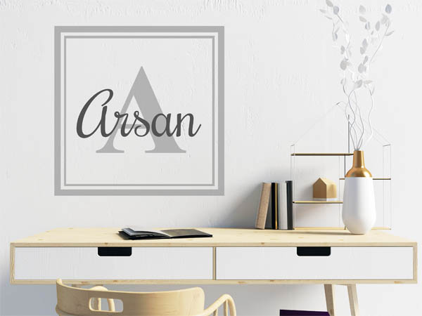 Wandtattoo Arsan als eckiges Monogramm