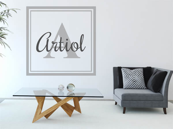 Wandtattoo Artiol als eckiges Monogramm