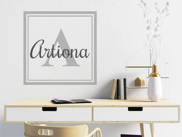 Wandtattoo Artiona als eckiges Monogramm