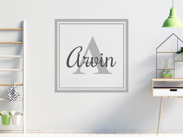 Wandtattoo Arvin als eckiges Monogramm
