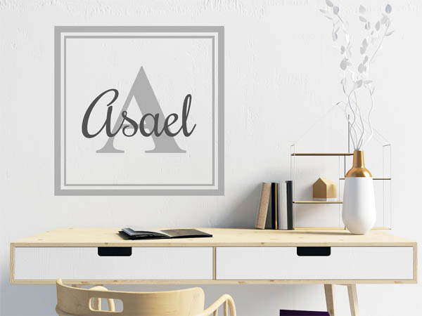 Wandtattoo Asael als eckiges Monogramm