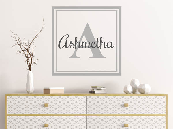 Wandtattoo Ashmetha als eckiges Monogramm