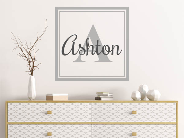 Wandtattoo Ashton als eckiges Monogramm