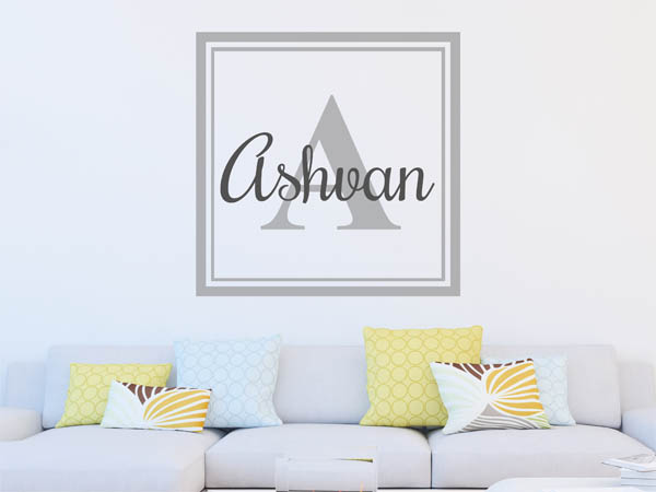 Wandtattoo Ashvan als eckiges Monogramm
