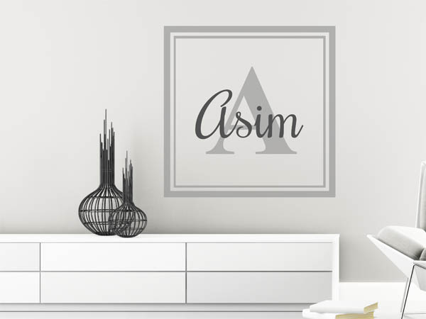 Wandtattoo Asim als eckiges Monogramm