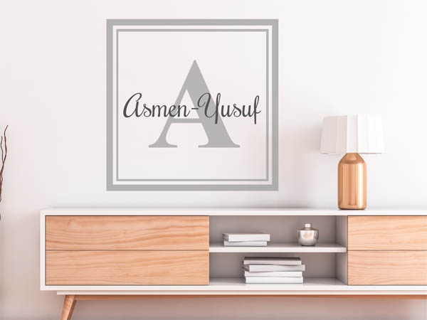 Wandtattoo Asmen-Yusuf als eckiges Monogramm