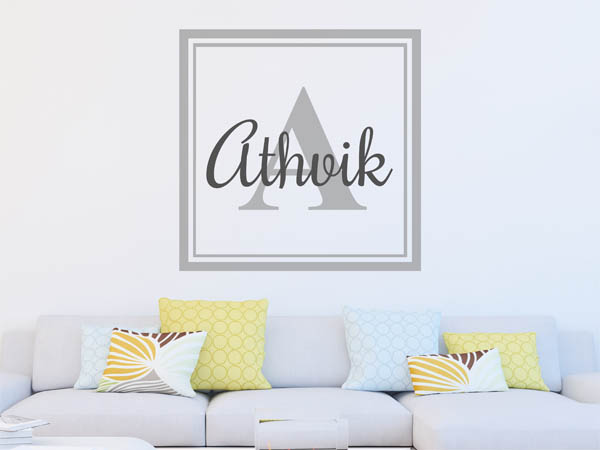 Wandtattoo Athvik als eckiges Monogramm