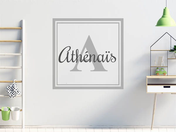 Wandtattoo Athénaïs als eckiges Monogramm
