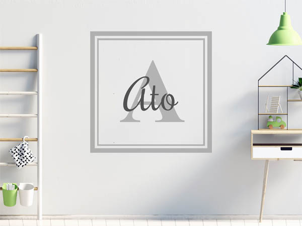 Wandtattoo Ato als eckiges Monogramm