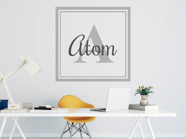 Wandtattoo Atom als eckiges Monogramm