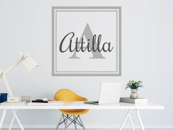 Wandtattoo Attilla als eckiges Monogramm