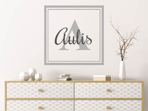 Wandtattoo Aulis als eckiges Monogramm