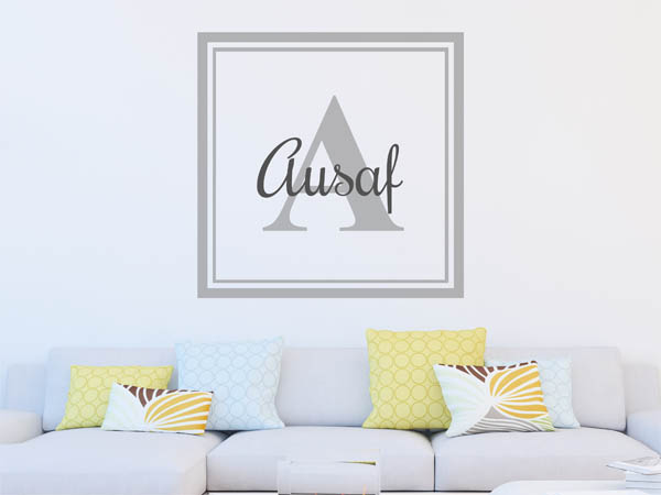 Wandtattoo Ausaf als eckiges Monogramm