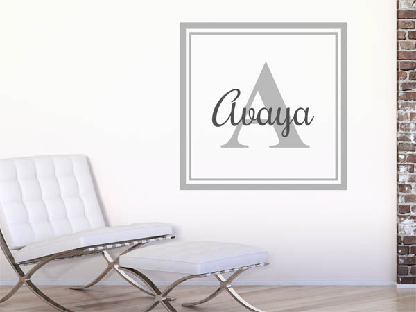 Wandtattoo Avaya als eckiges Monogramm