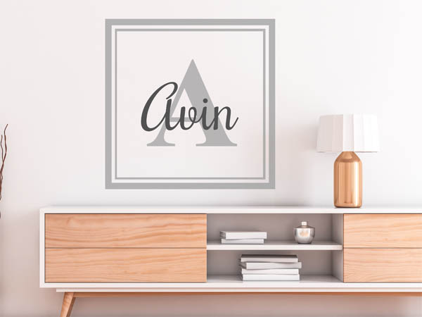 Wandtattoo Avin als eckiges Monogramm